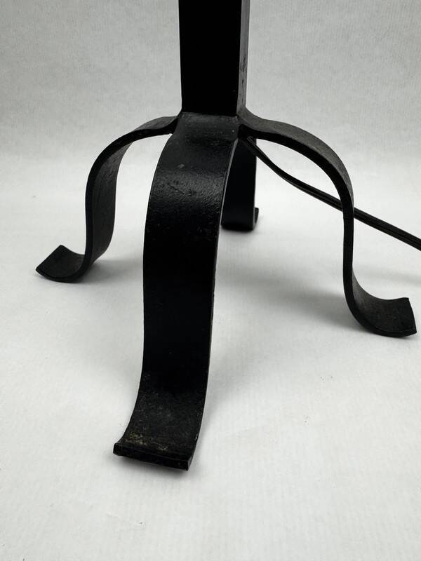 Black wrought iron lamp base, in the style of Jean-Pierre Ryckaert, circa 1950-1960