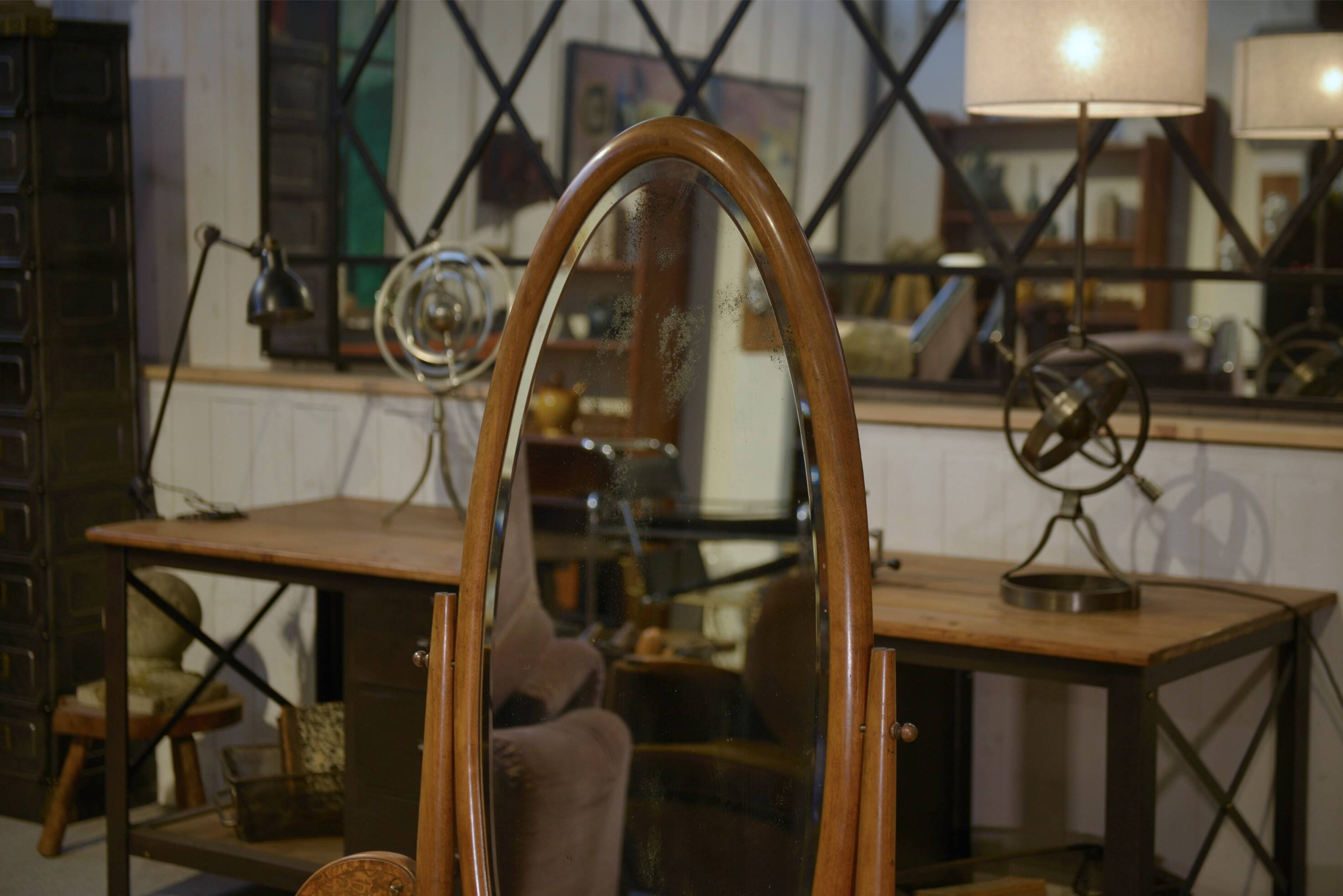 Art Deco full-length mirror by Octave Dupont, 1930s.