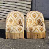 2 French Vintage Crapaud Seater-golden beige Cocktail Chairs 60s