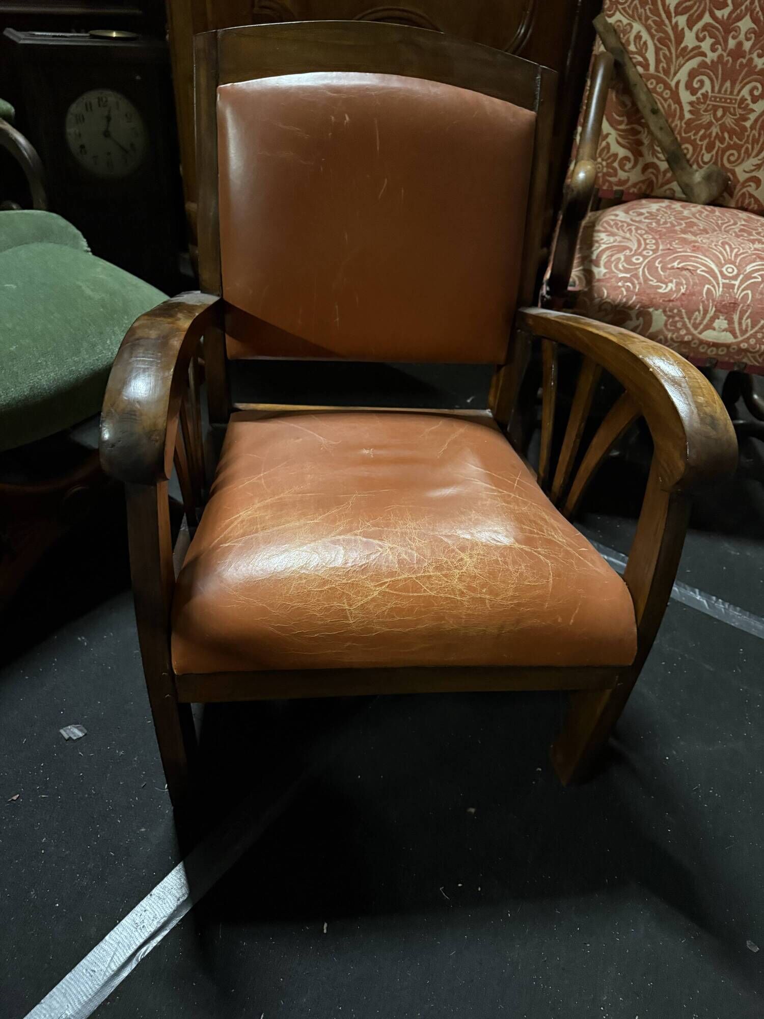 Art Deco bridge armchair with fan-shaped armrests - 1930s