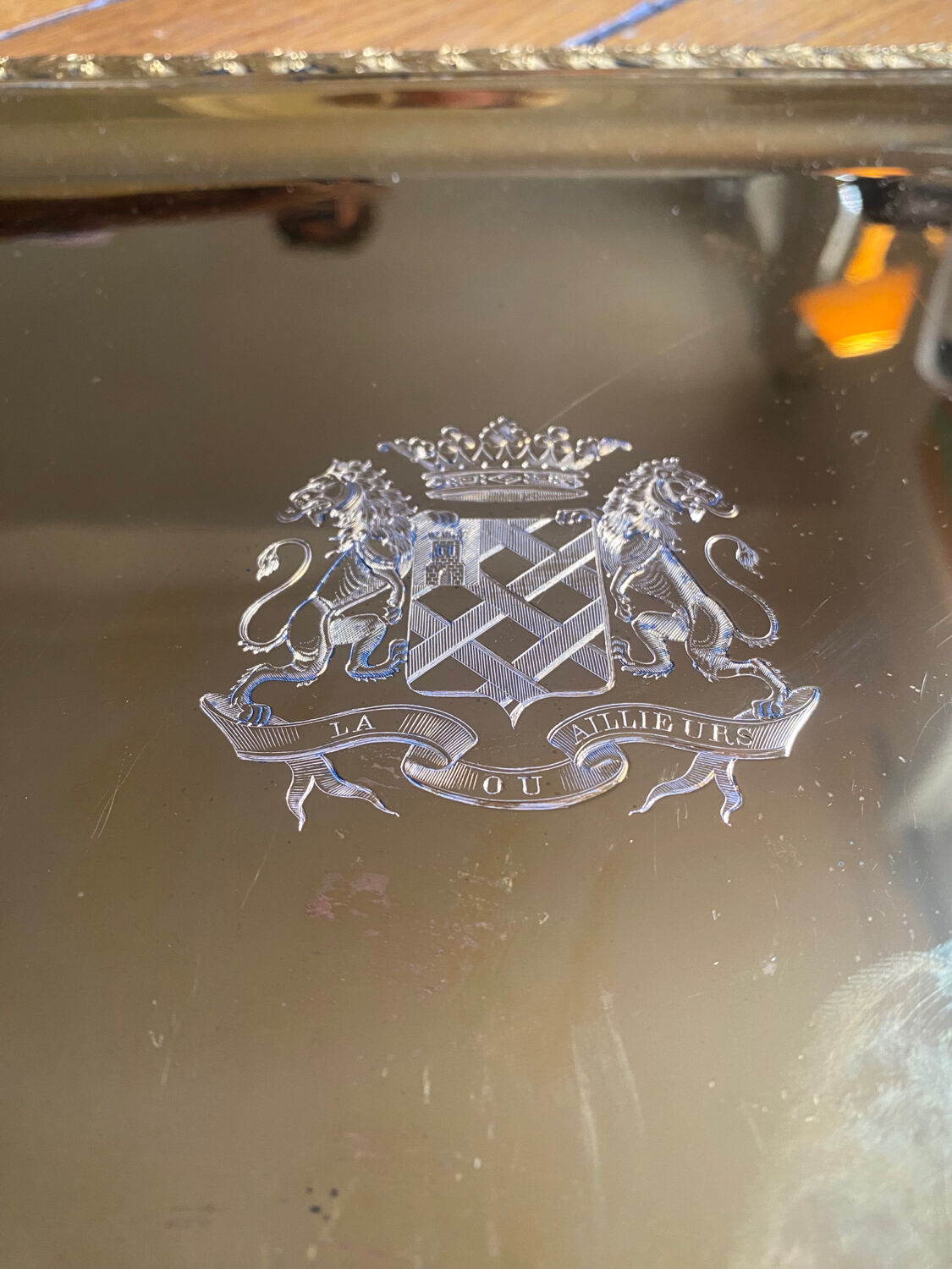 Silver metal tray (gold color)