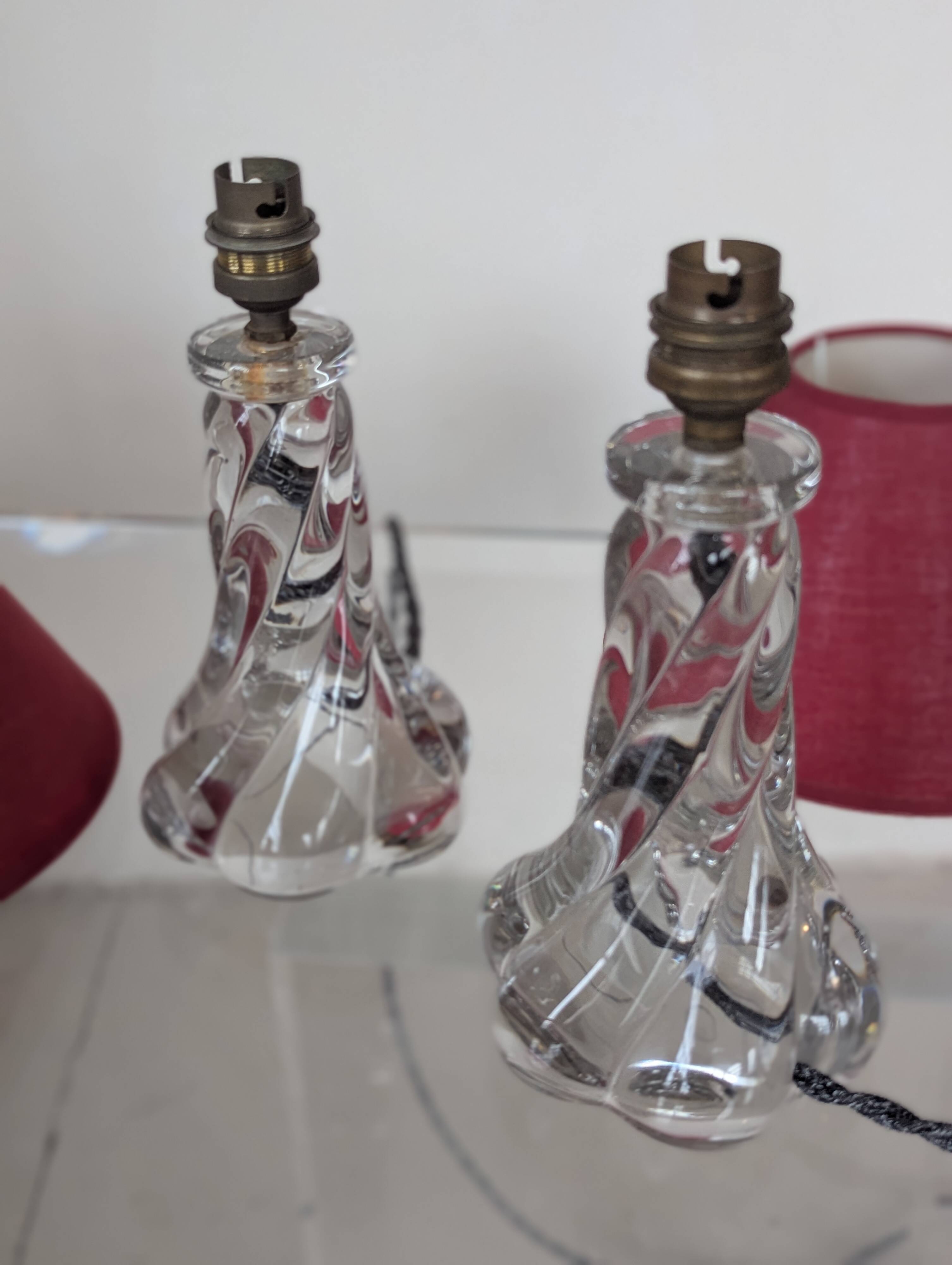 Pair of crystal bedside lamps