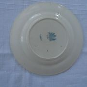 Plate takou blue bird décor hb choisy le roy hautin boulenger faience ancient iron earth