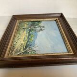 Tableau huile sur panneau paysage