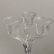Pair of three-branch candlesticks in Arques crystal