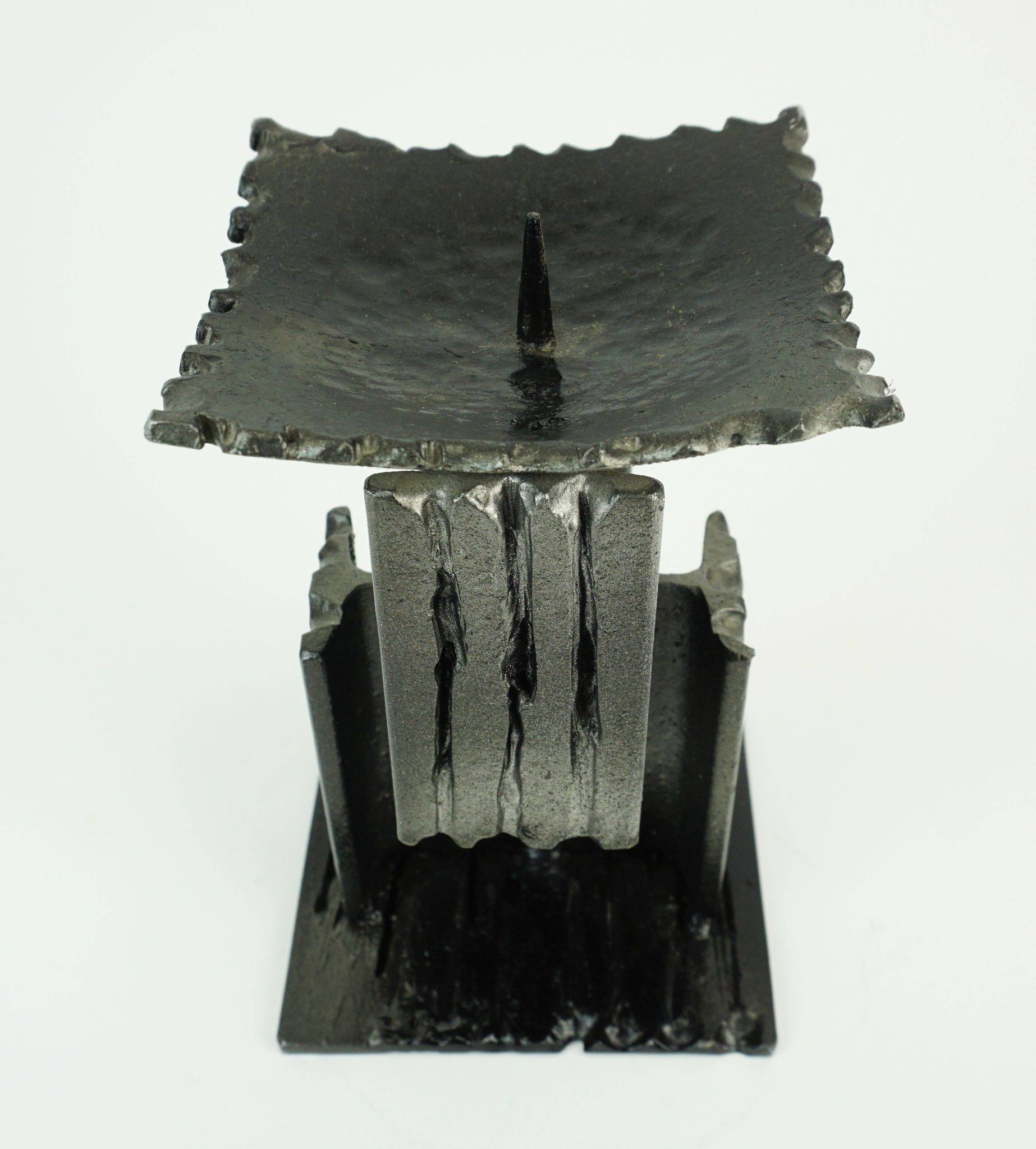 Mid century modern brutalist design iron candle holder