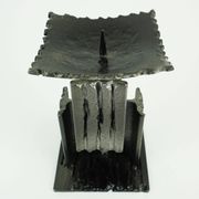 Mid century modern brutalist design iron candle holder