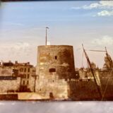 painting fixed under glass port of La Rochelle 19th century