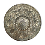 Indian tray in repelled brass and engraved ancient