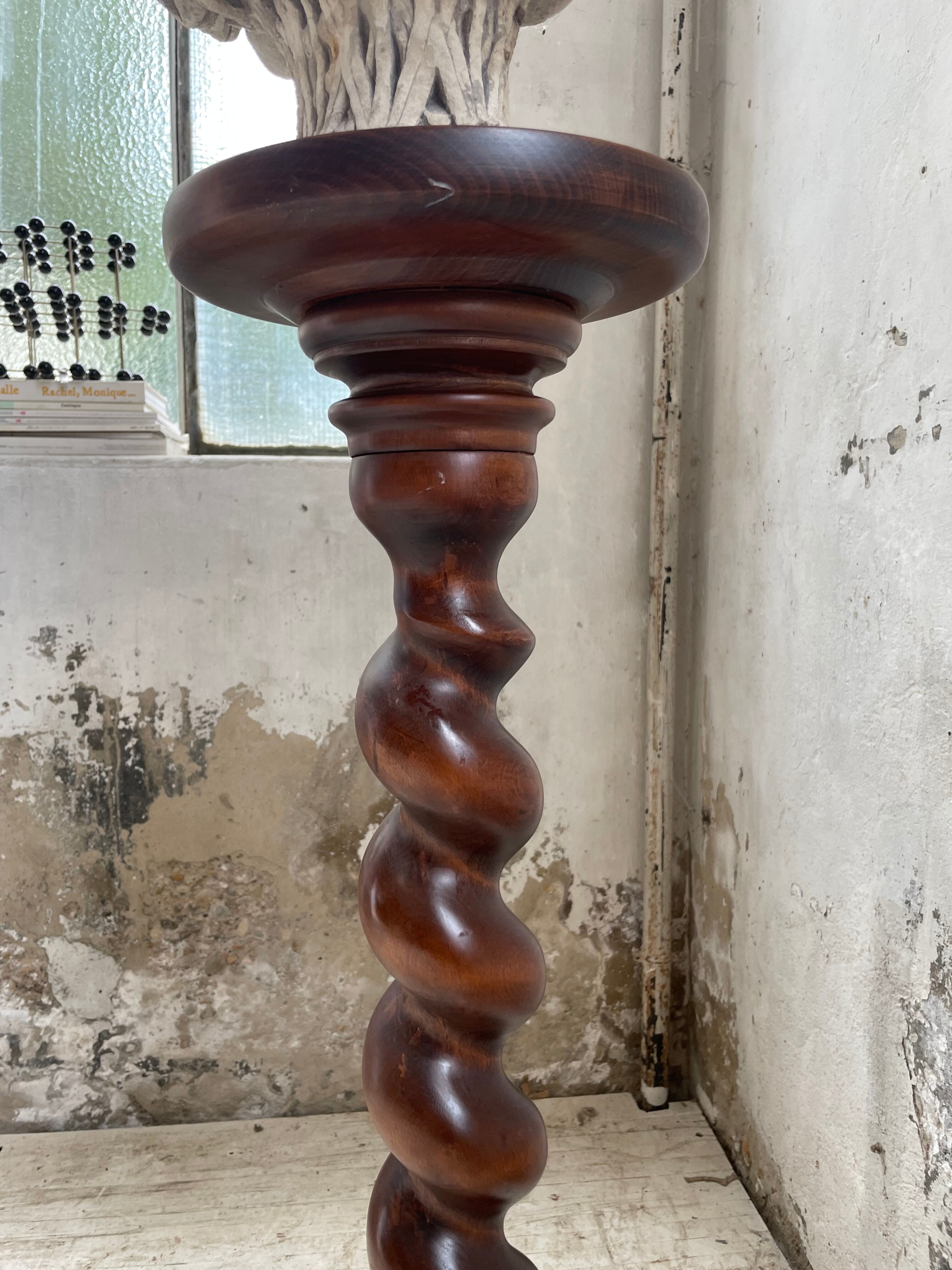 Side table walnut base turned wood