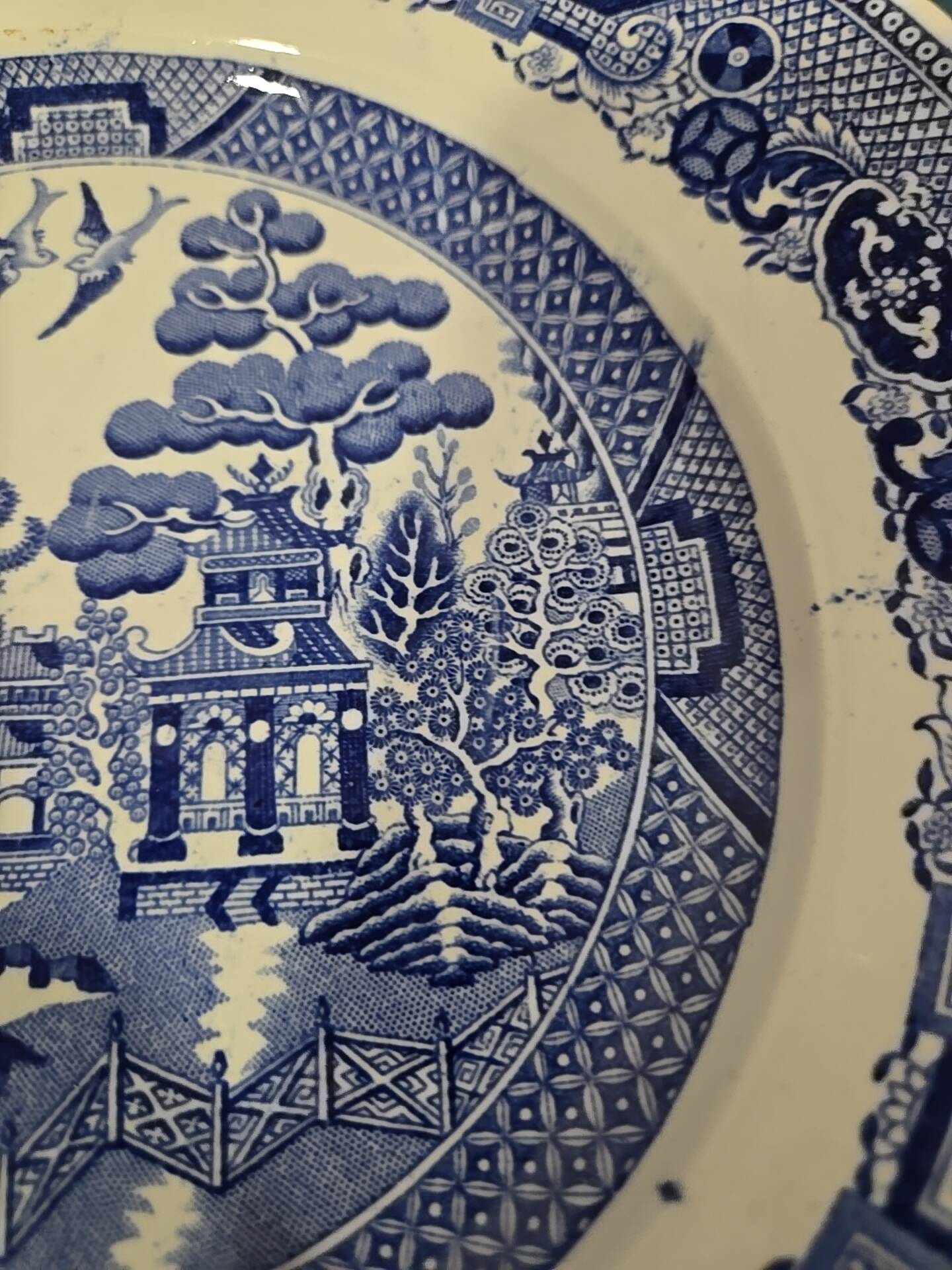 Hollow plate Creil and Montereau blue Japonese Pagoda model