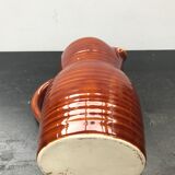 Ancien pichet 2l céramique rayée marron années 70 vintage