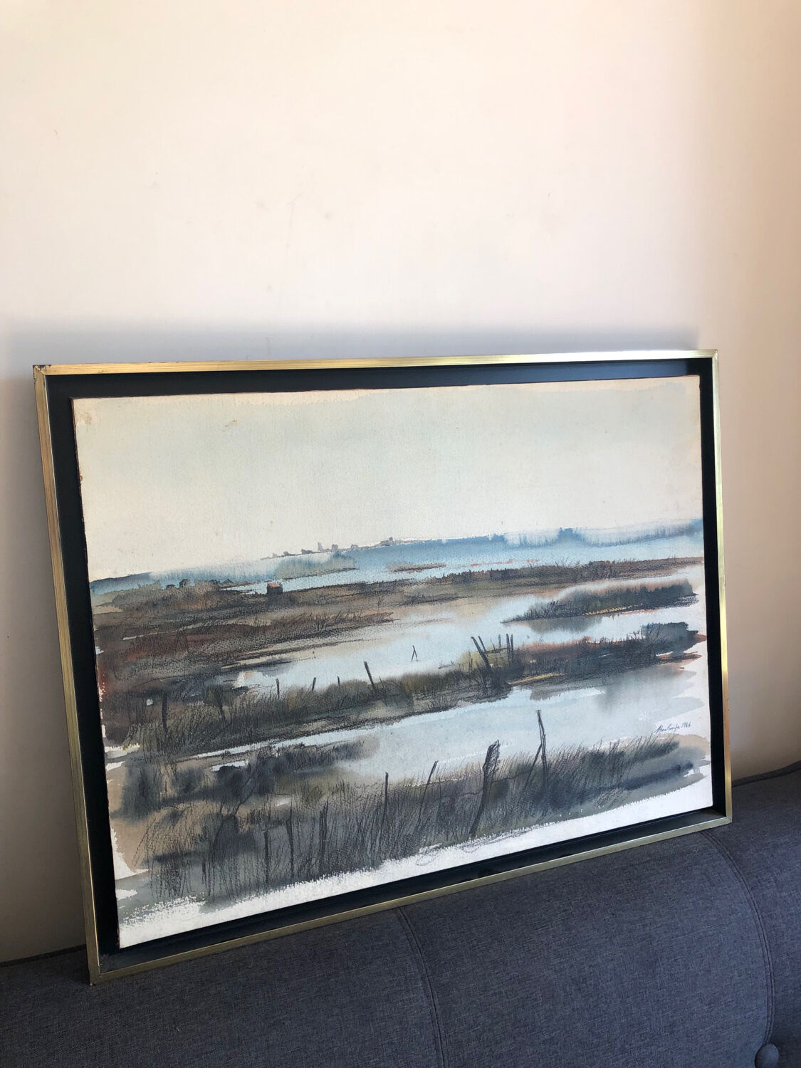 Watercolor swamp landscape