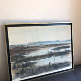 Watercolor swamp landscape