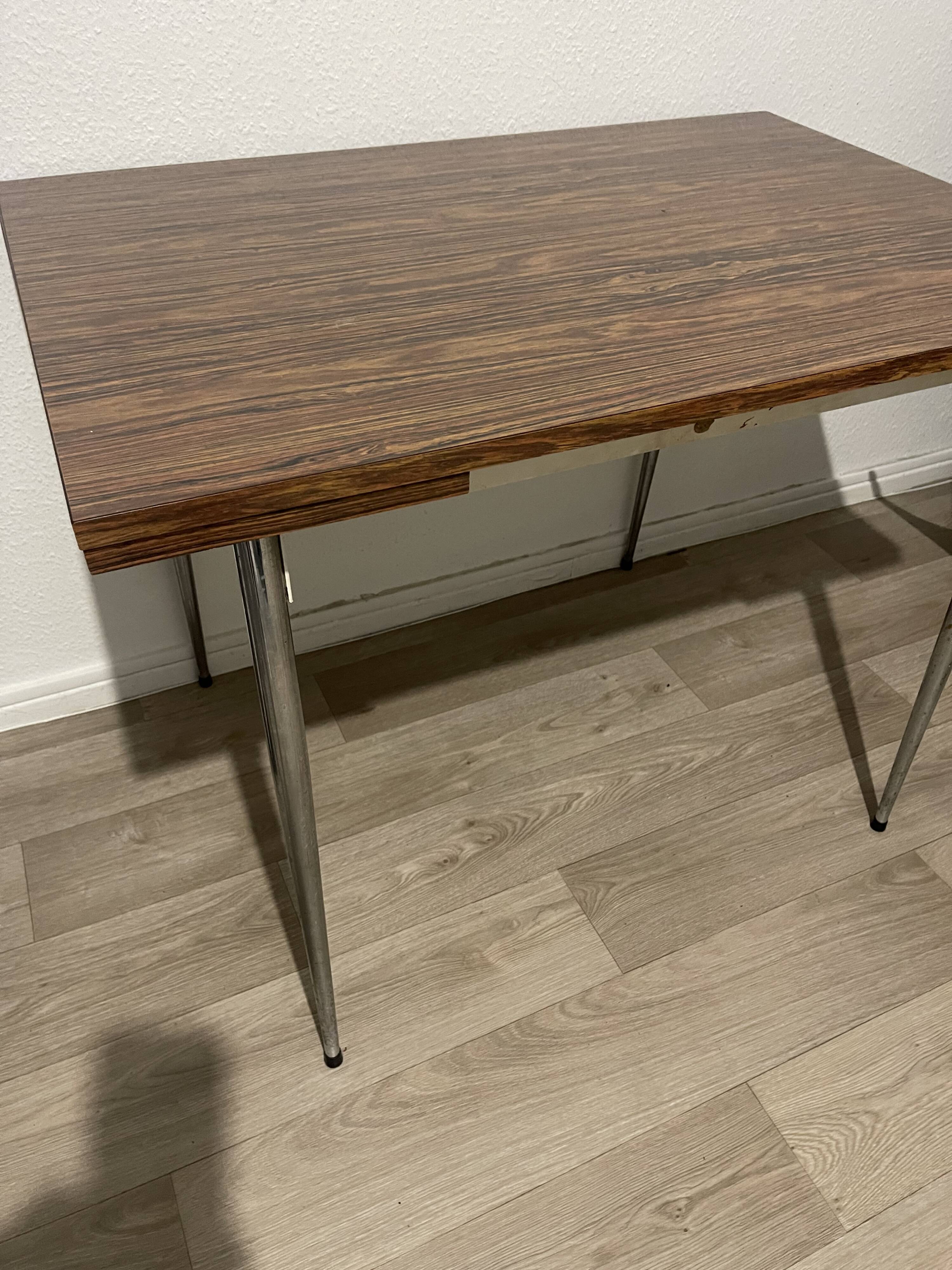 wooden table with metal legs – 1960s/70s