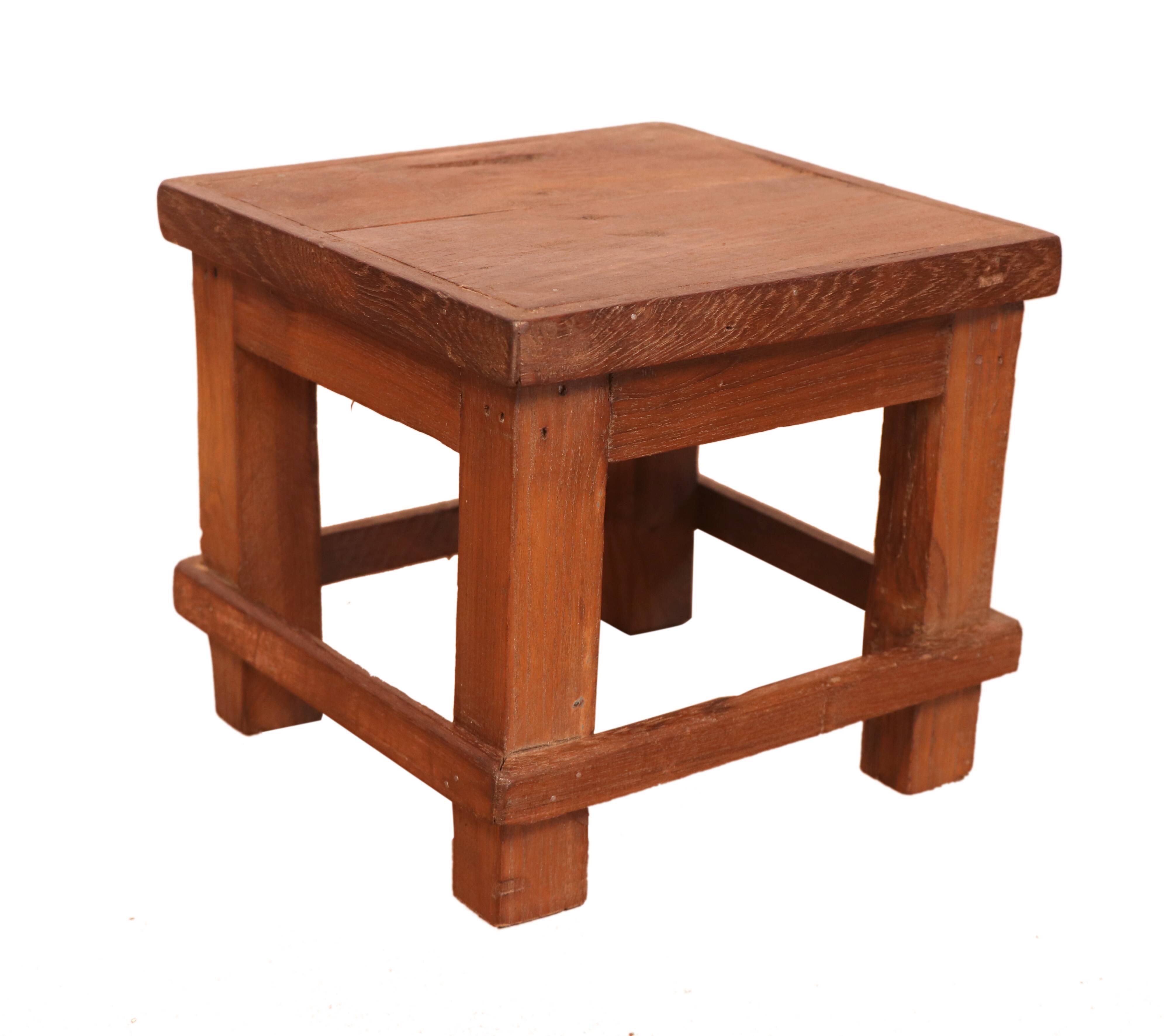 Old small Burmese teak workshop bedside table