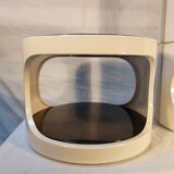 Pair of stackable vintage ABS plastic cylindrical bedside tables