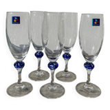 5 Luminarc blue glass flutes