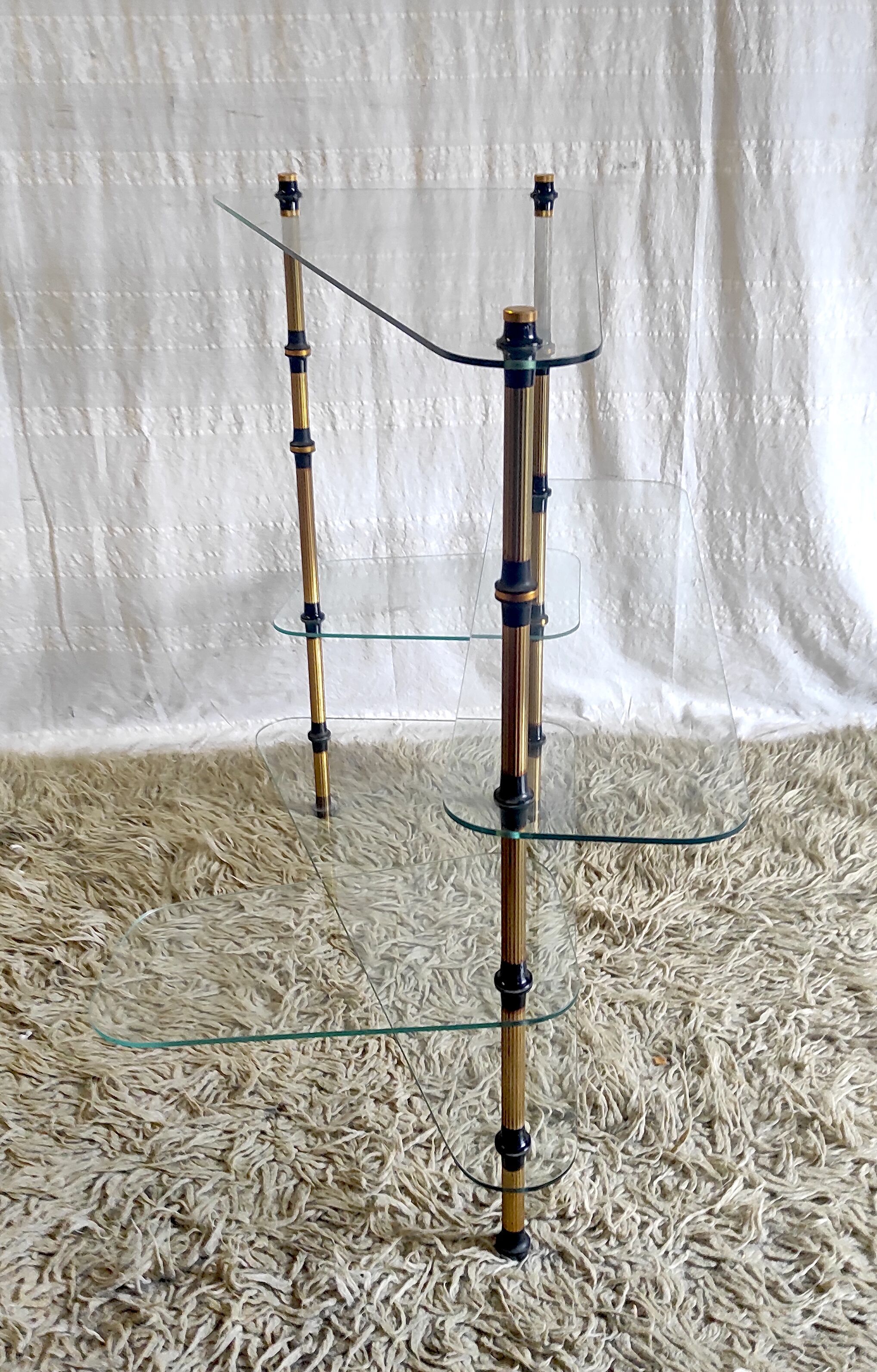 Tripod shelf in glass and gilded metal – mid. XXth