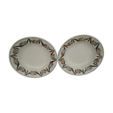 2 assiettes creuses en faïence HBCM Creil Montereau diam 23 cm
