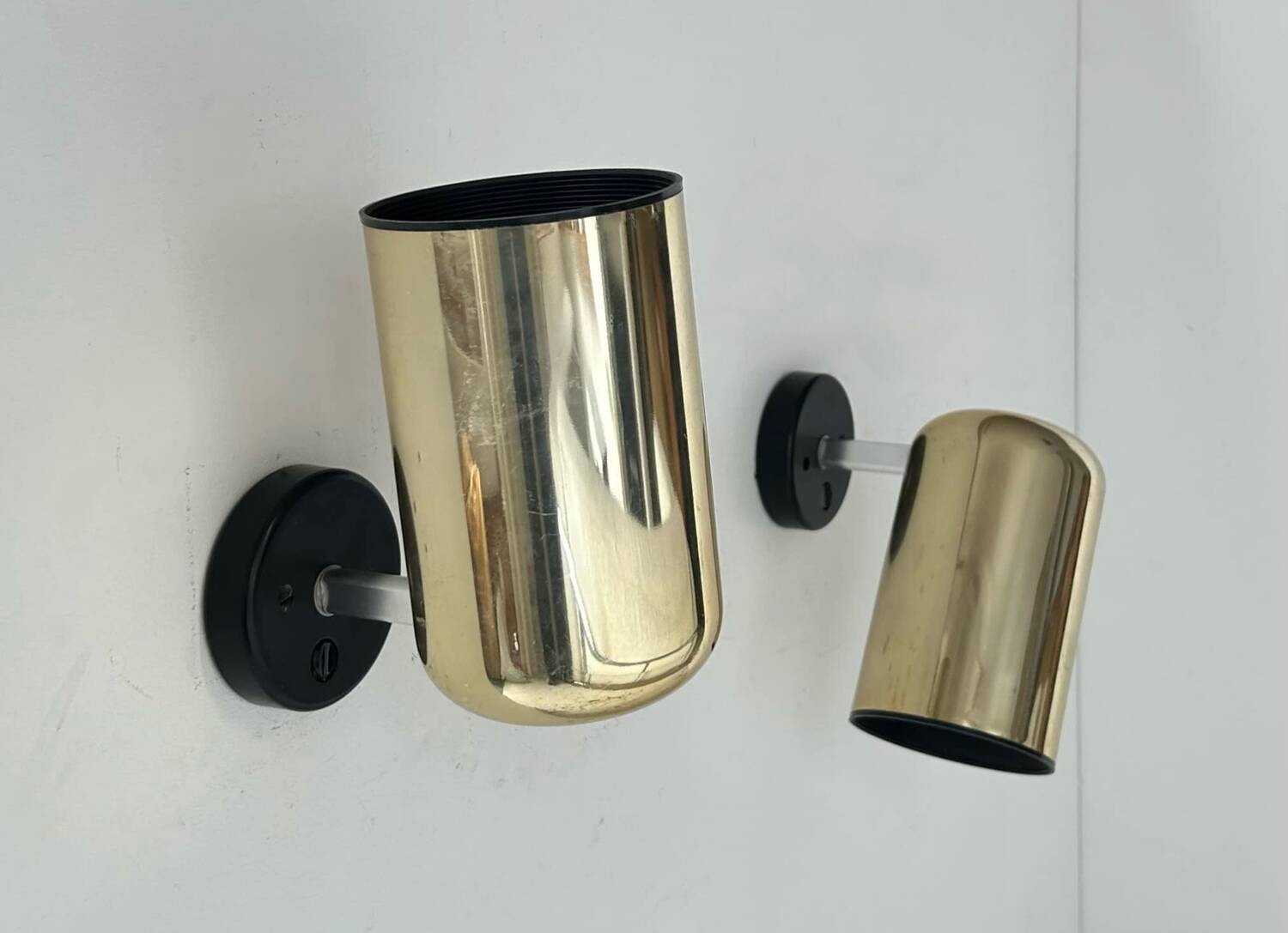 Pair of vintage adjustable brass wall lights, Italy 1970