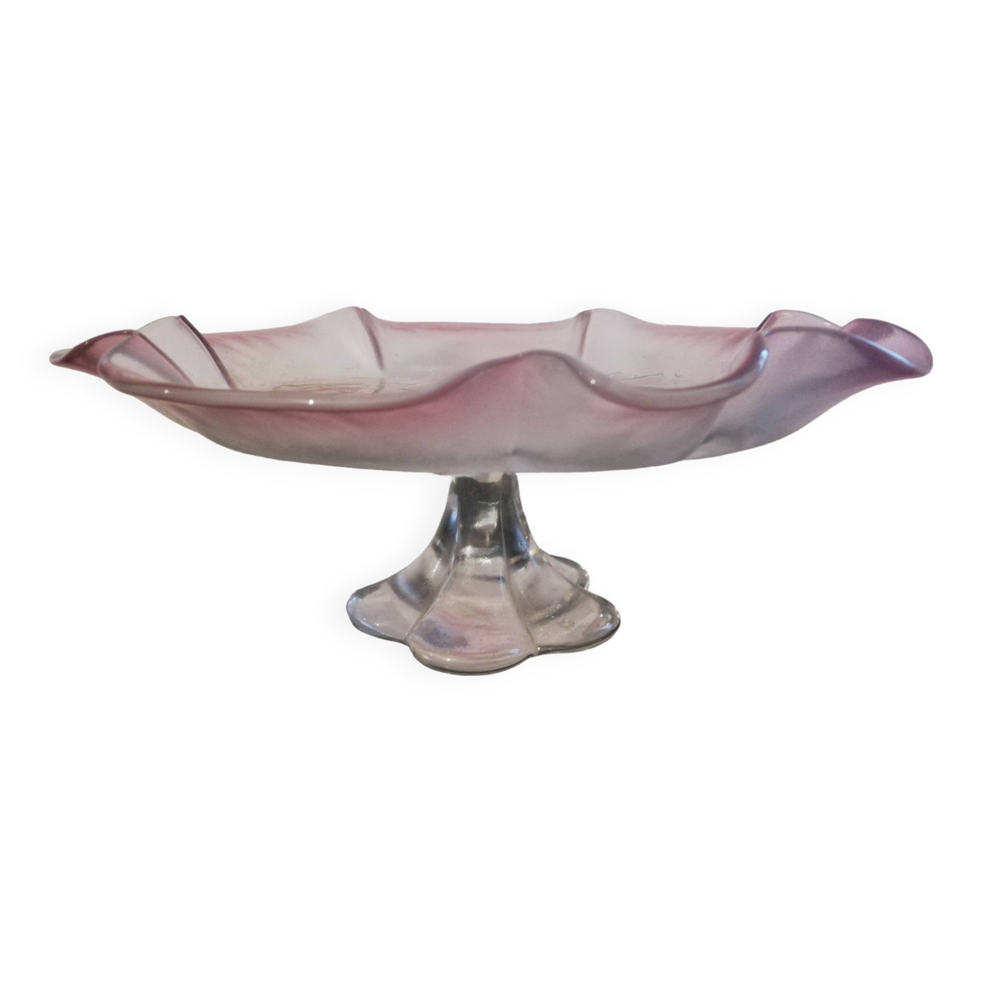 Mikasa pink floral embossed glass serving dish/fruit bowl