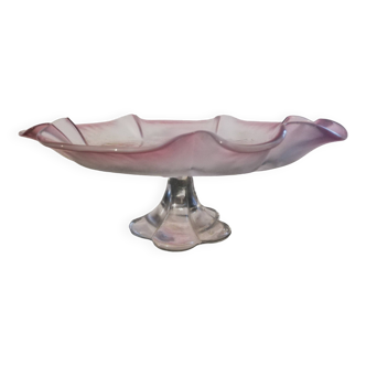 Mikasa pink floral embossed glass serving dish/fruit bowl