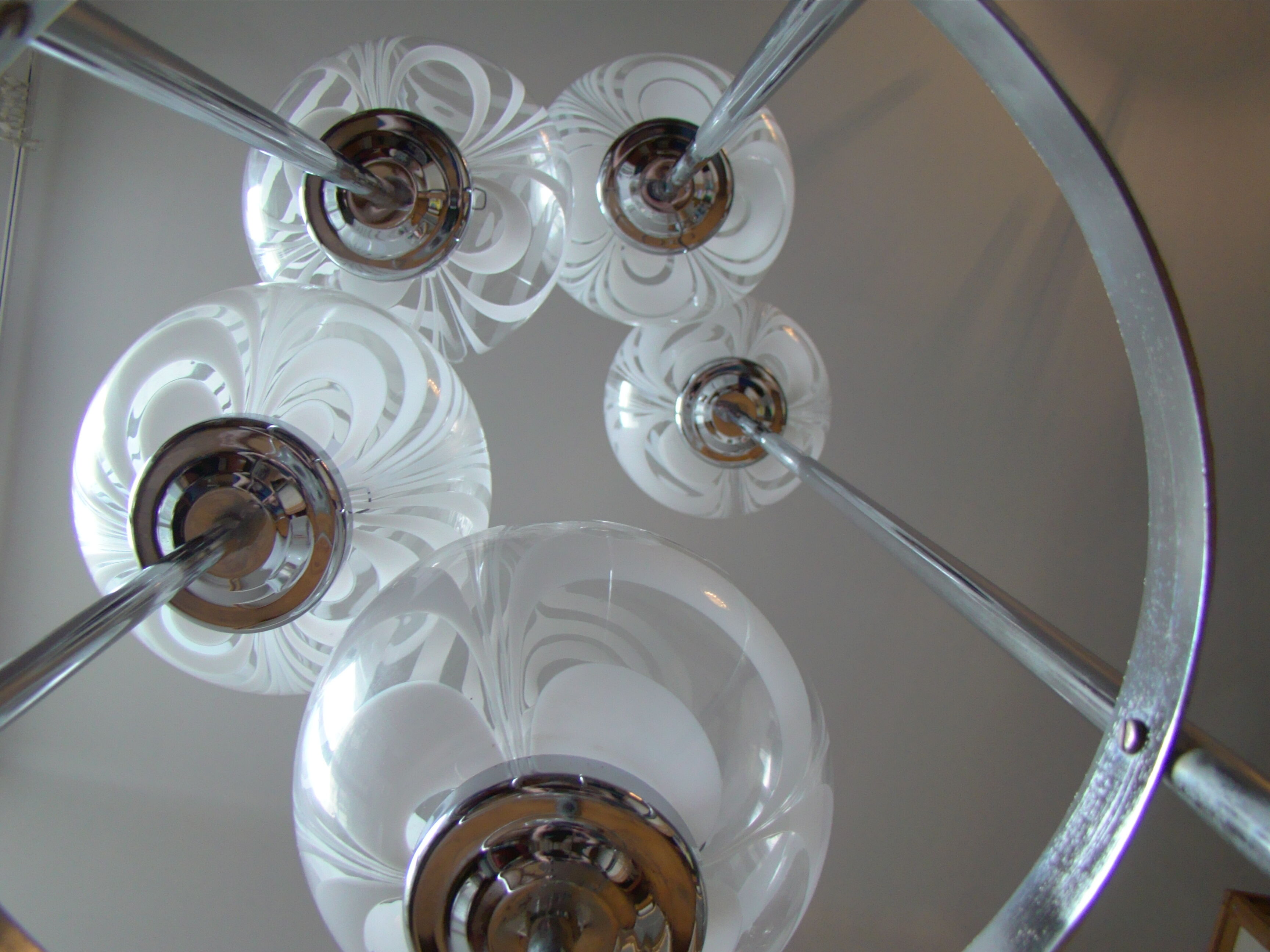 Lampadaire vintage 5 globes Mazzega en cascade