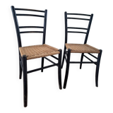 Chaises vintage assise tressée en cordage, meubles sièges anciens