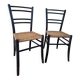 Vintage chairs with woven rope seats, antique seating furniture