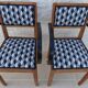 2 bridge armchairs in solid wood with totally restyled fabrics