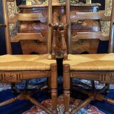 Pair of solid walnut armchairs in Provençal style