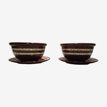Pair of bowls and under vintage Sarreguemines bowls