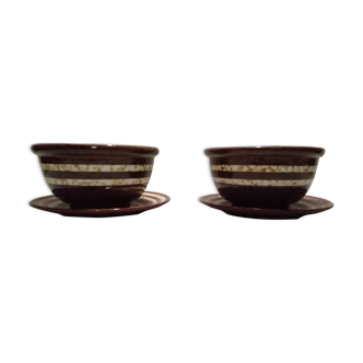 Pair of bowls and under vintage Sarreguemines bowls
