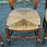 Set of 4 Louis XV straw chairs – solid wood – curved backrest