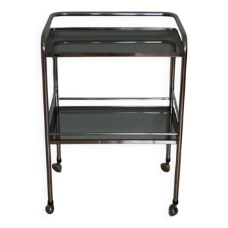 Desserte en chrome et verre fumé, années 70