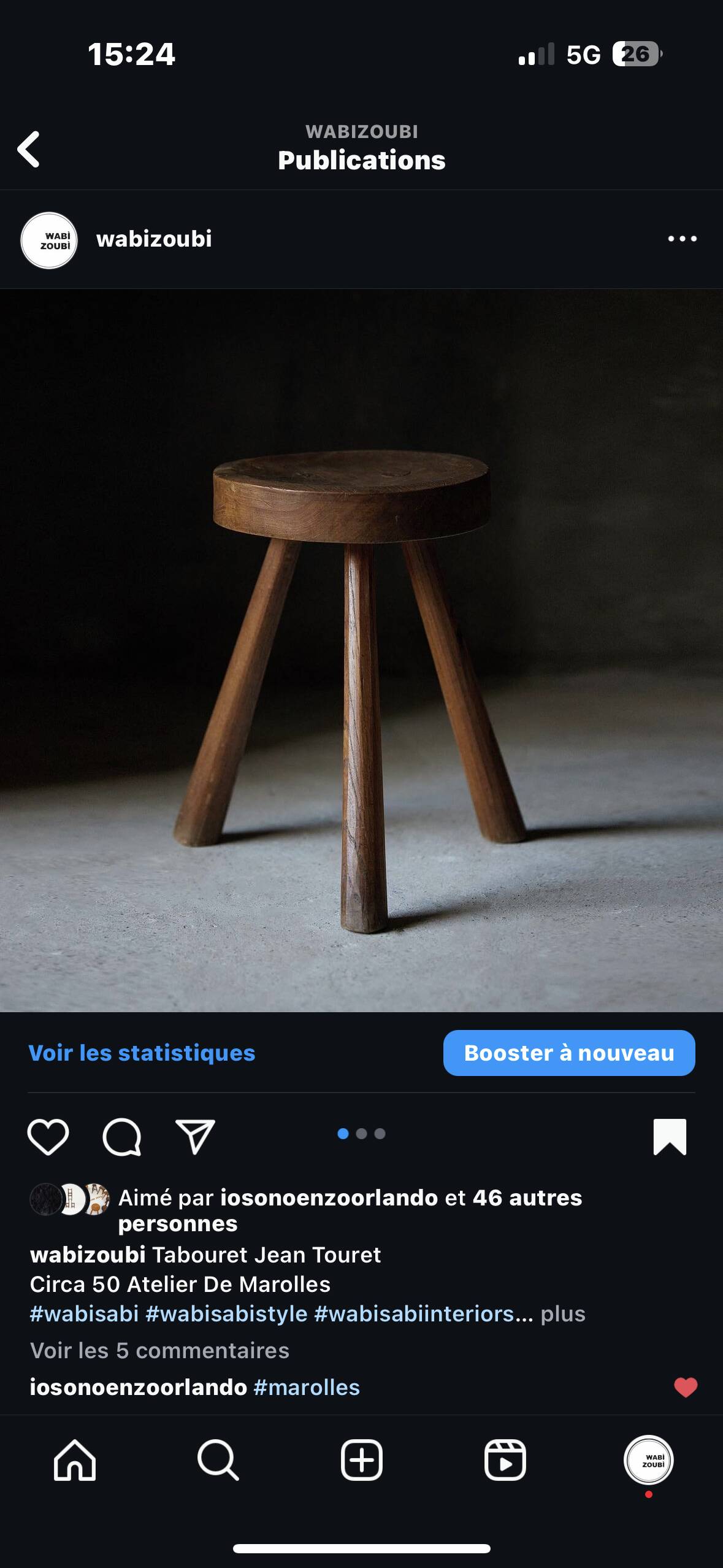 Jean Touret stool for the artisans of Marolles.