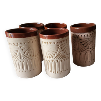 Carved ceramic cups