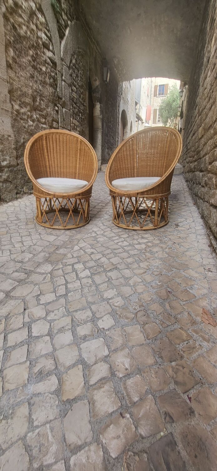 Rattan armchairs