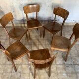 6 anciennes chaises bistrot bois courbé