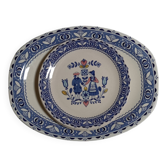 Johnson Brothers “Hearts & Flowers” - Large oval dish and 2 dinner plates ø 22 cm.