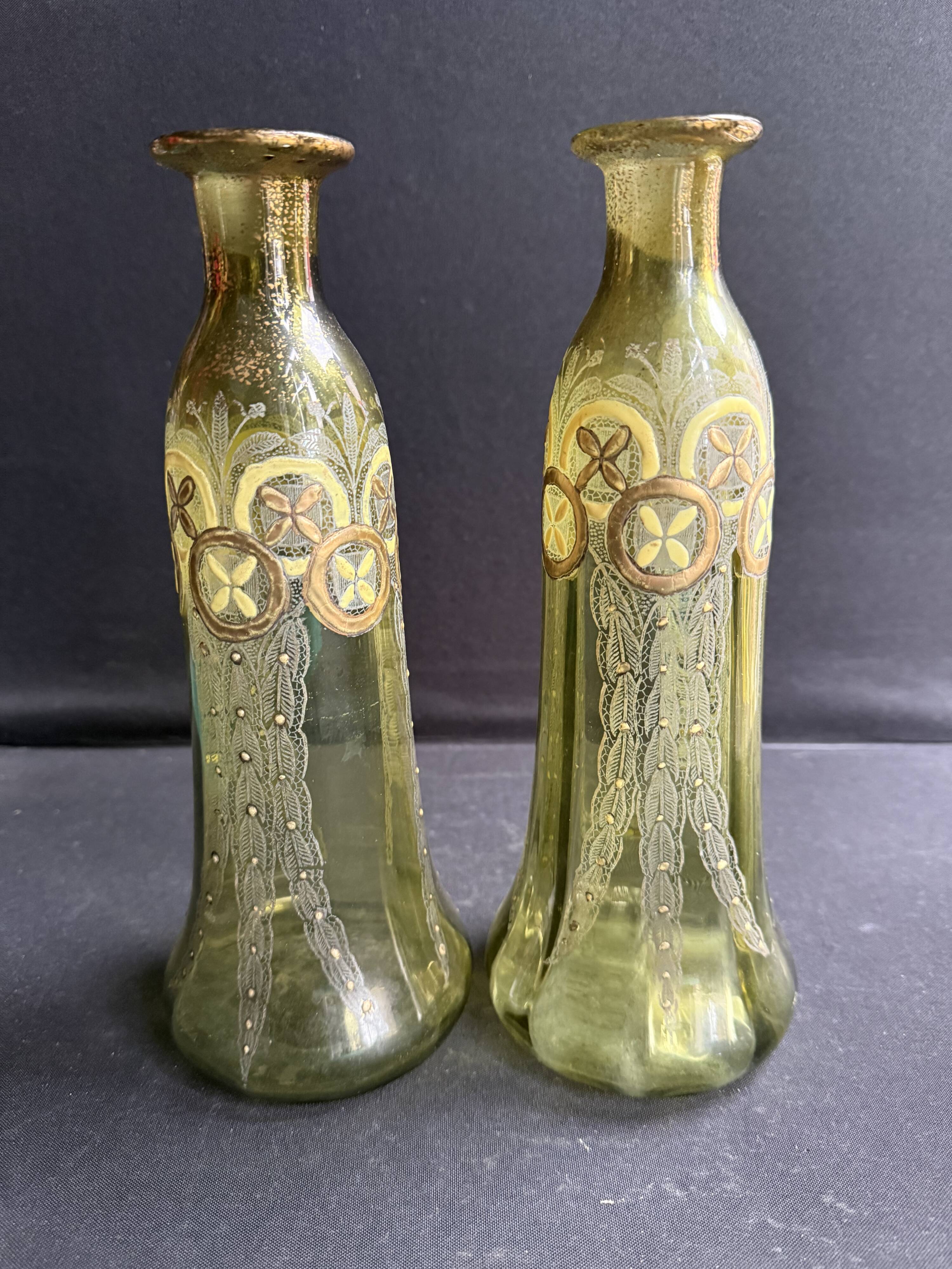 Pair of enamelled vases or carafes – Art Nouveau