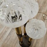 Mid-Century Murano Glass Floor Lamp in Wood and Metal with 3 Light Points