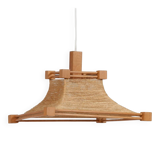 Vintage wooden and rope pendant light, 1960