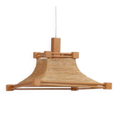 Vintage wooden and rope pendant light, 1960
