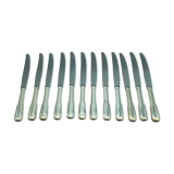 12 silver metal knives.