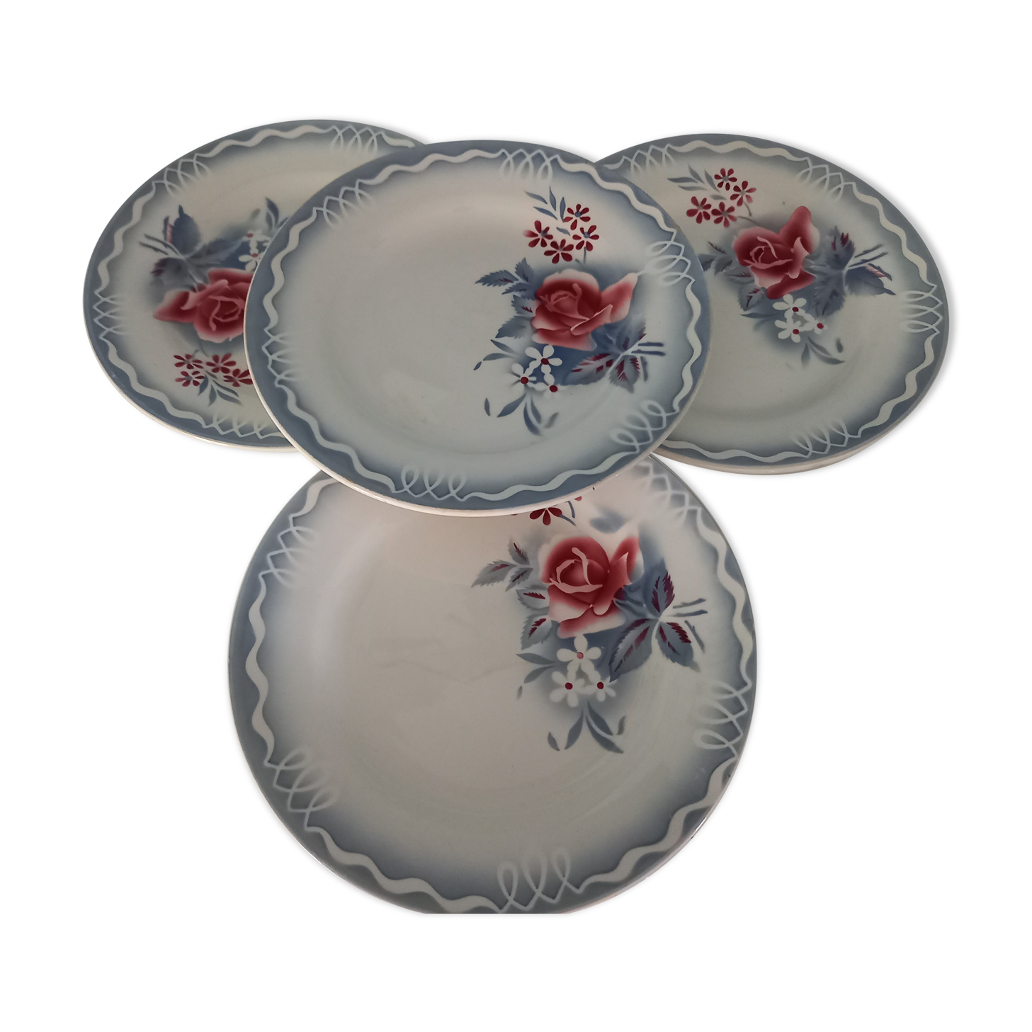 Lot of 4 flat plates Digoin Sarreguemines