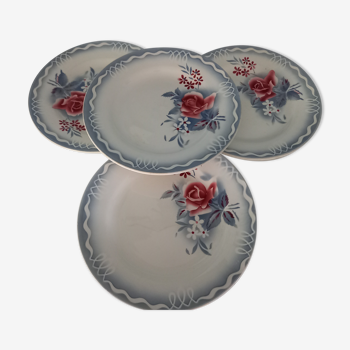 Lot de 4 assiettes plates Digoin Sarreguemines