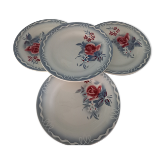 Lot de 4 assiettes plates Digoin Sarreguemines