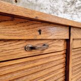 Antique roller shutter cabinet Paris oak wall cupboard